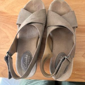 Clarks cork heels strap sandal